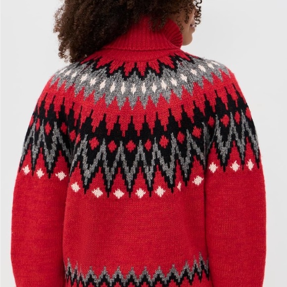 Ralph Lauren fair isle Red and Black Patterned Turtleneck Sweater XS - Picture 2 of 5